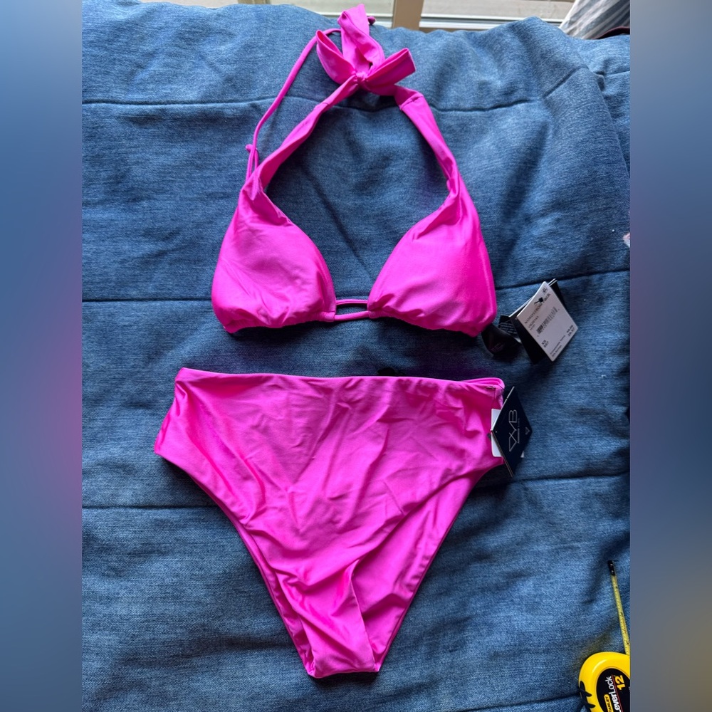 VYB NWT Butter Up Halter Bikini and Bottoms, Malibu Pink